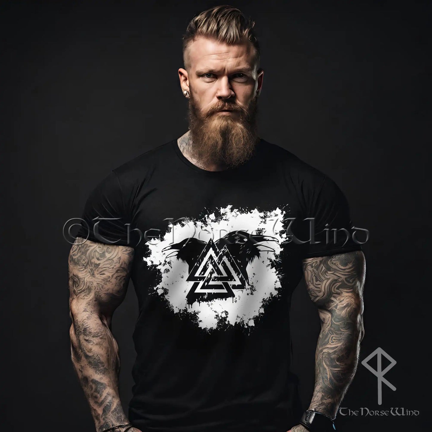 Viking Ravens T-shirt - Valknut & Odin's Ravens Norse Warriors Tee, Huginn and Muninn Nordic Shirt