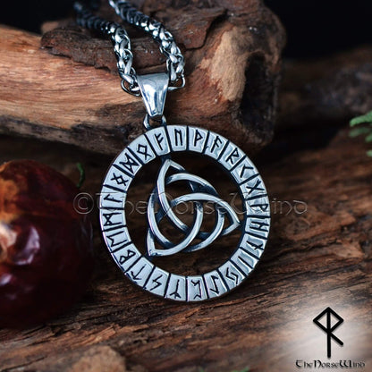 Triquetra Wikinger Runen Halskette, Keltischer Knoten Anhänger
