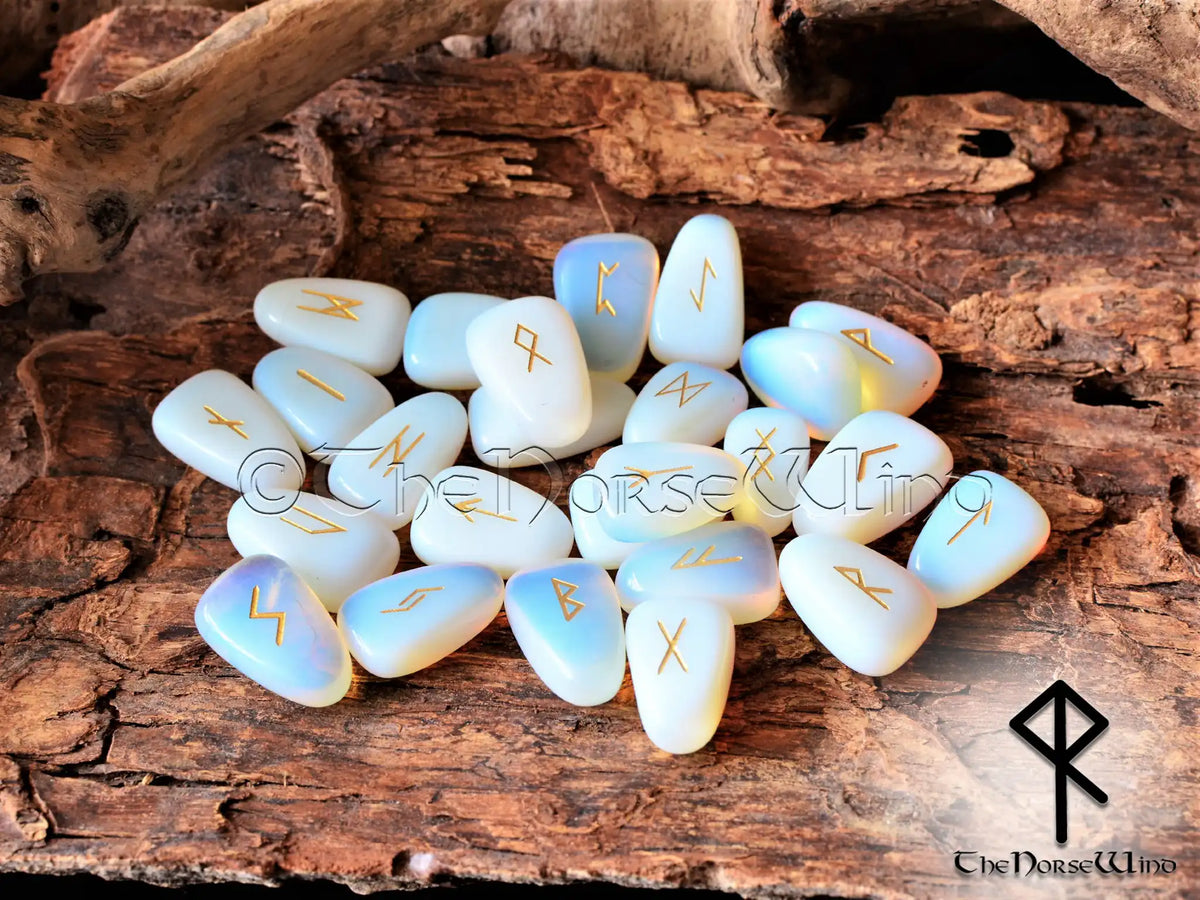 Outward Wind Rune Opalite Viking Runes Set - Elder Futhark Norse Stones | The Norse Wind