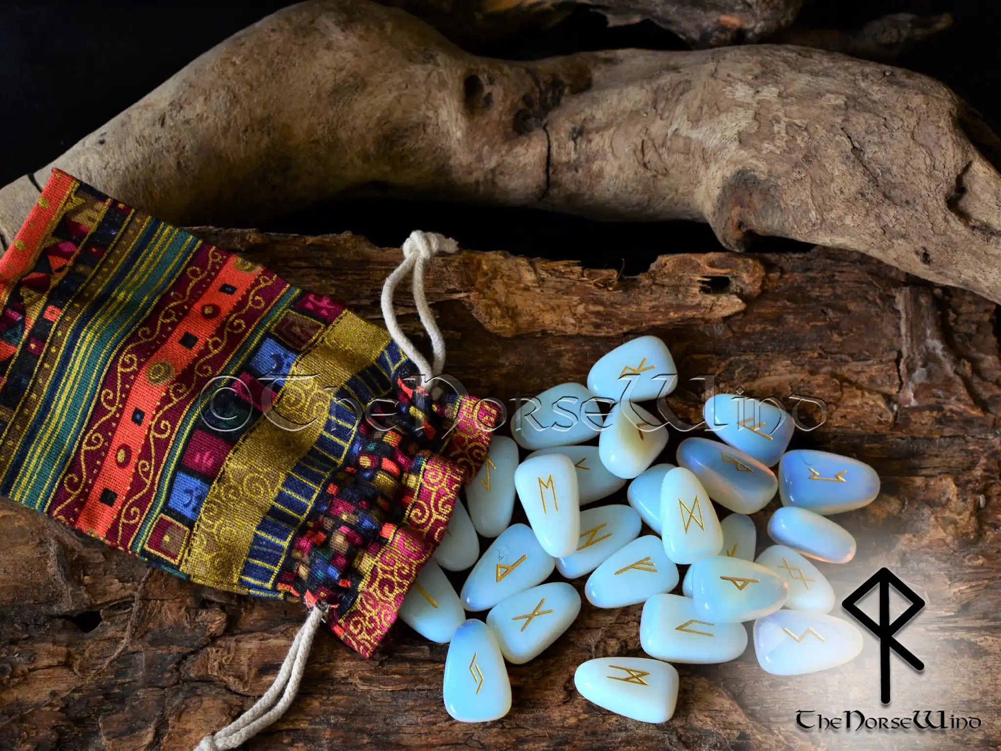 Wind Rune Stone Opalite Viking Runes Set - Elder Futhark Norse Stones | The Norse Wind