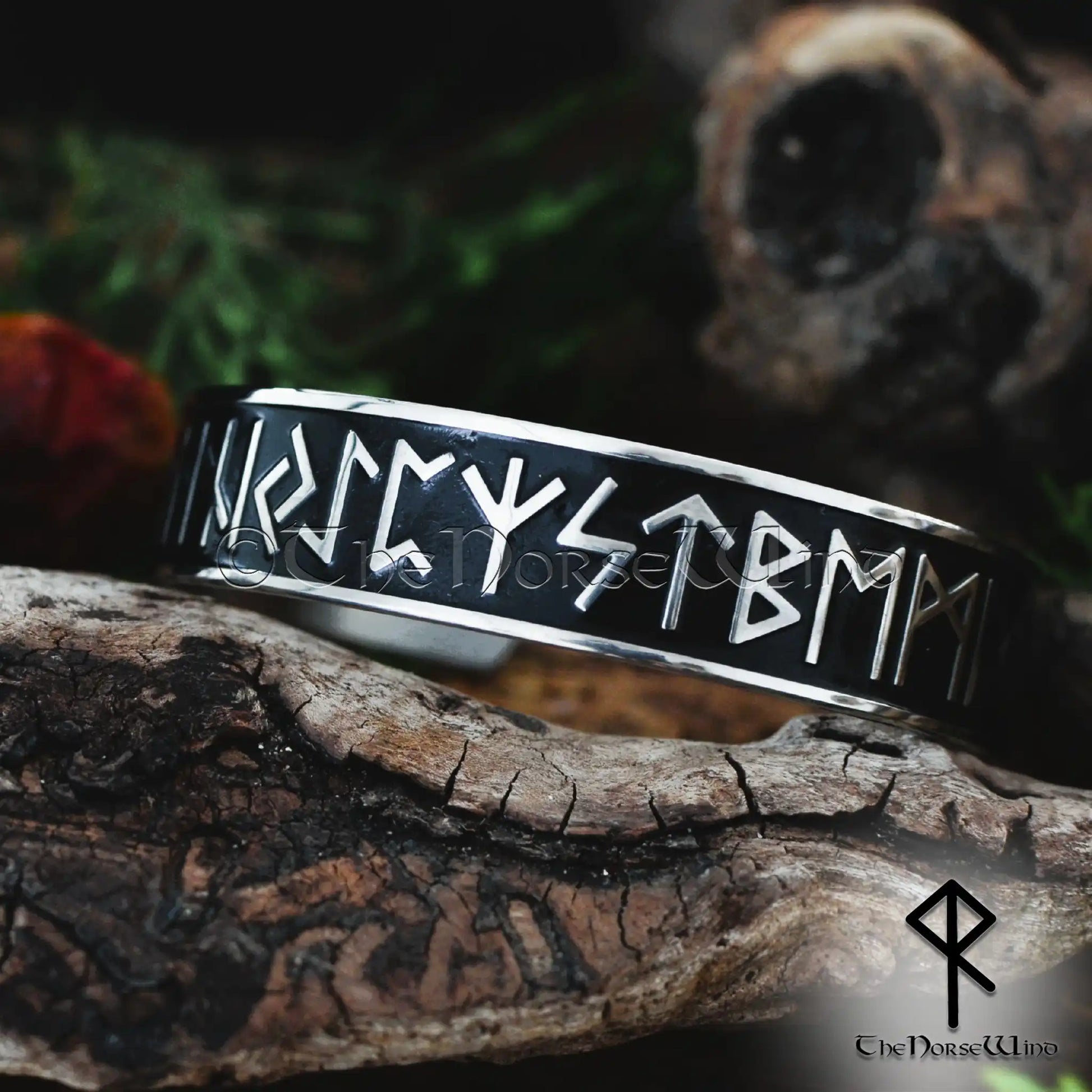 Viking Runes Cuff Bracelet Elder Futhark Arm Ring The Norse Wind