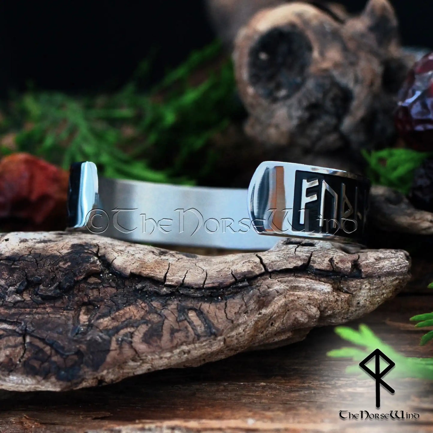Viking Runes Cuff Bracelet - Elder Futhark Arm Ring