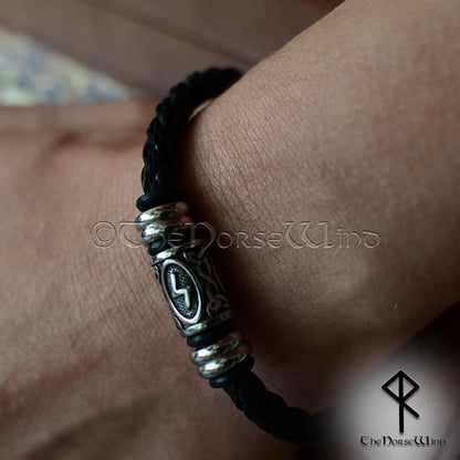 Personalized Viking Rune Leather Bracelet