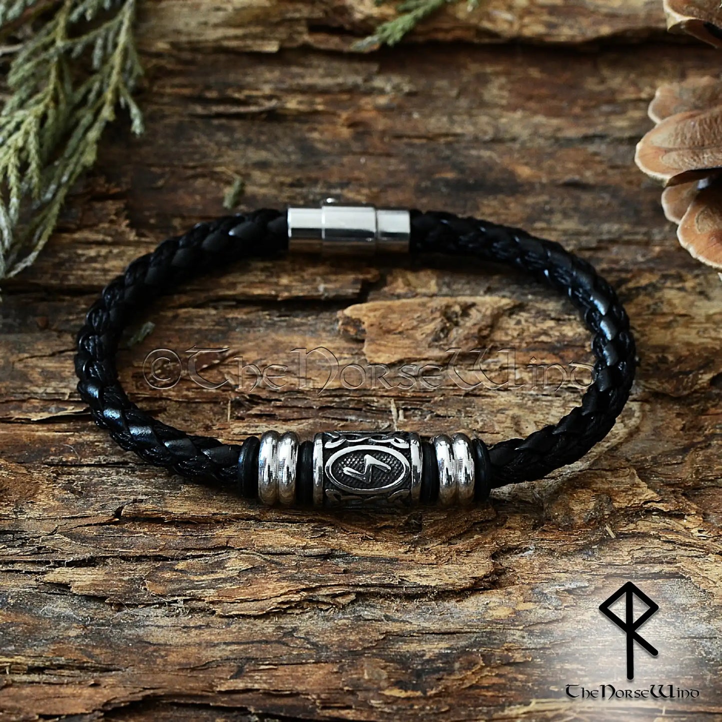 Personalized Viking Rune Leather Bracelet