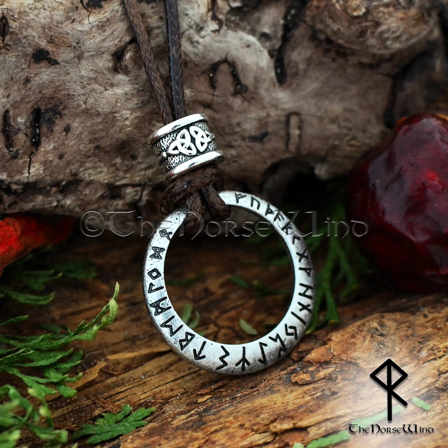 Viking Runic Circle Necklace, Ancient FUTHARK Norse Pendant
