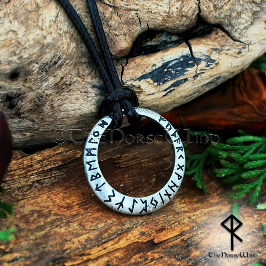 Ancient Viking Necklace, Norse Futhark Runes Pendant