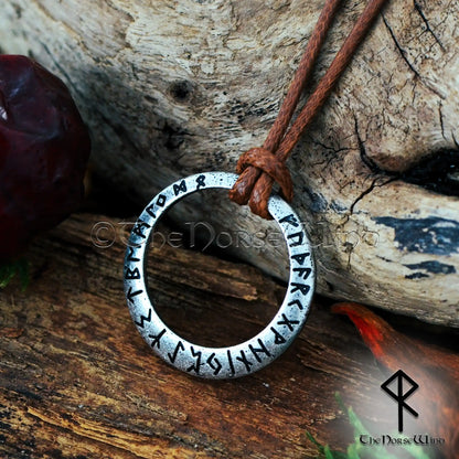 Ancient Viking Necklace, Norse Futhark Runes Pendant
