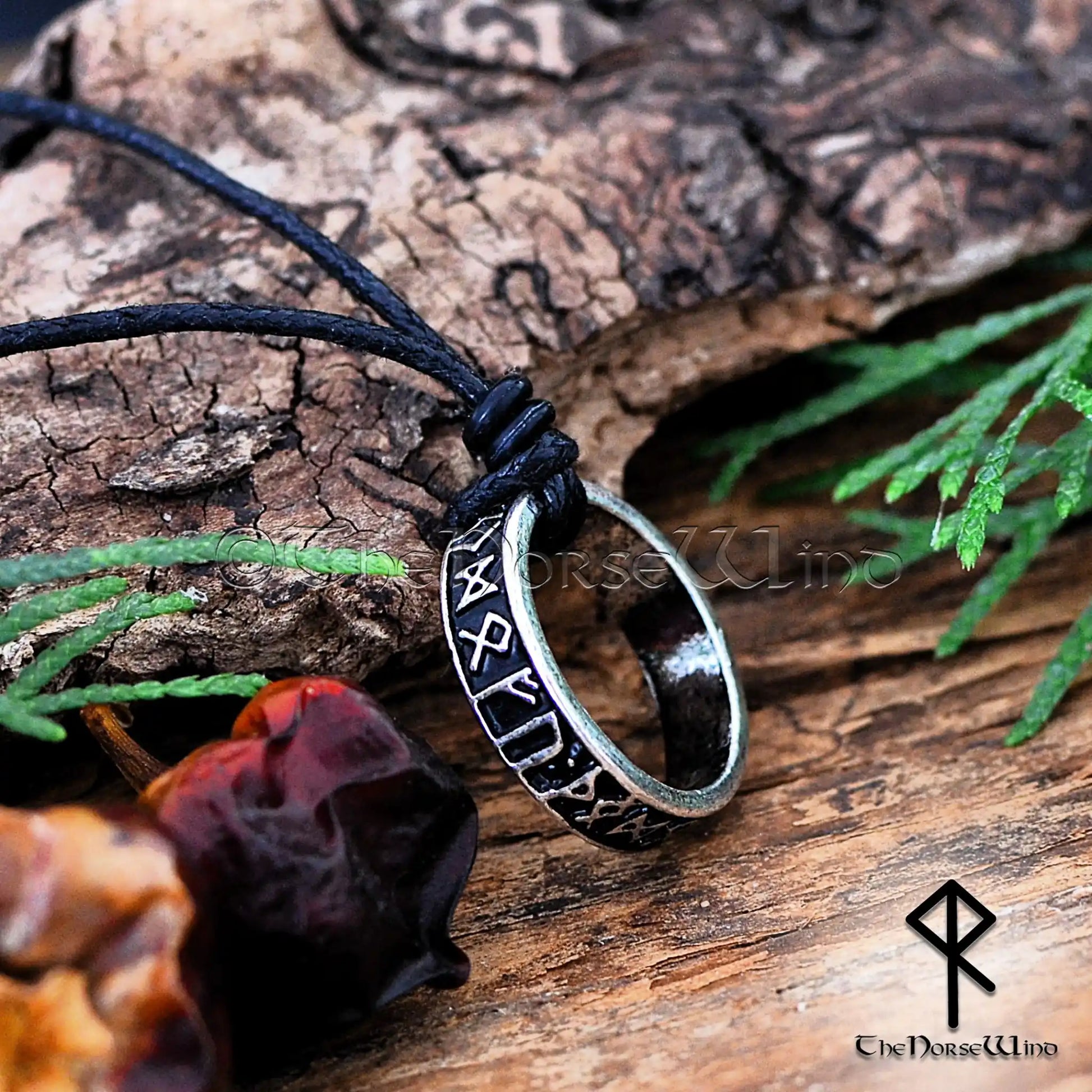 Ancient Viking Runes Ring Necklace