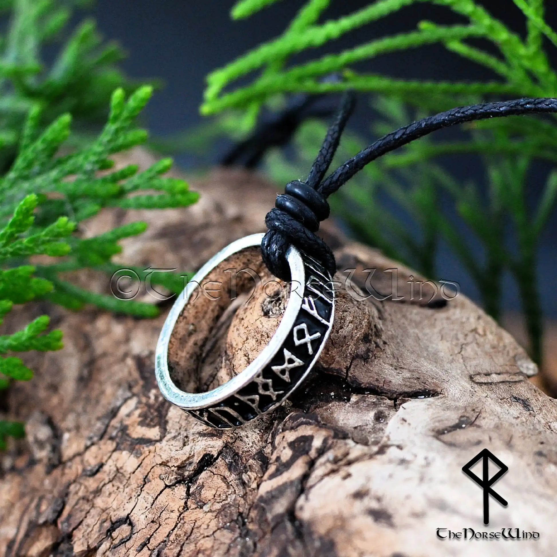 Ancient Viking Runes Ring Necklace