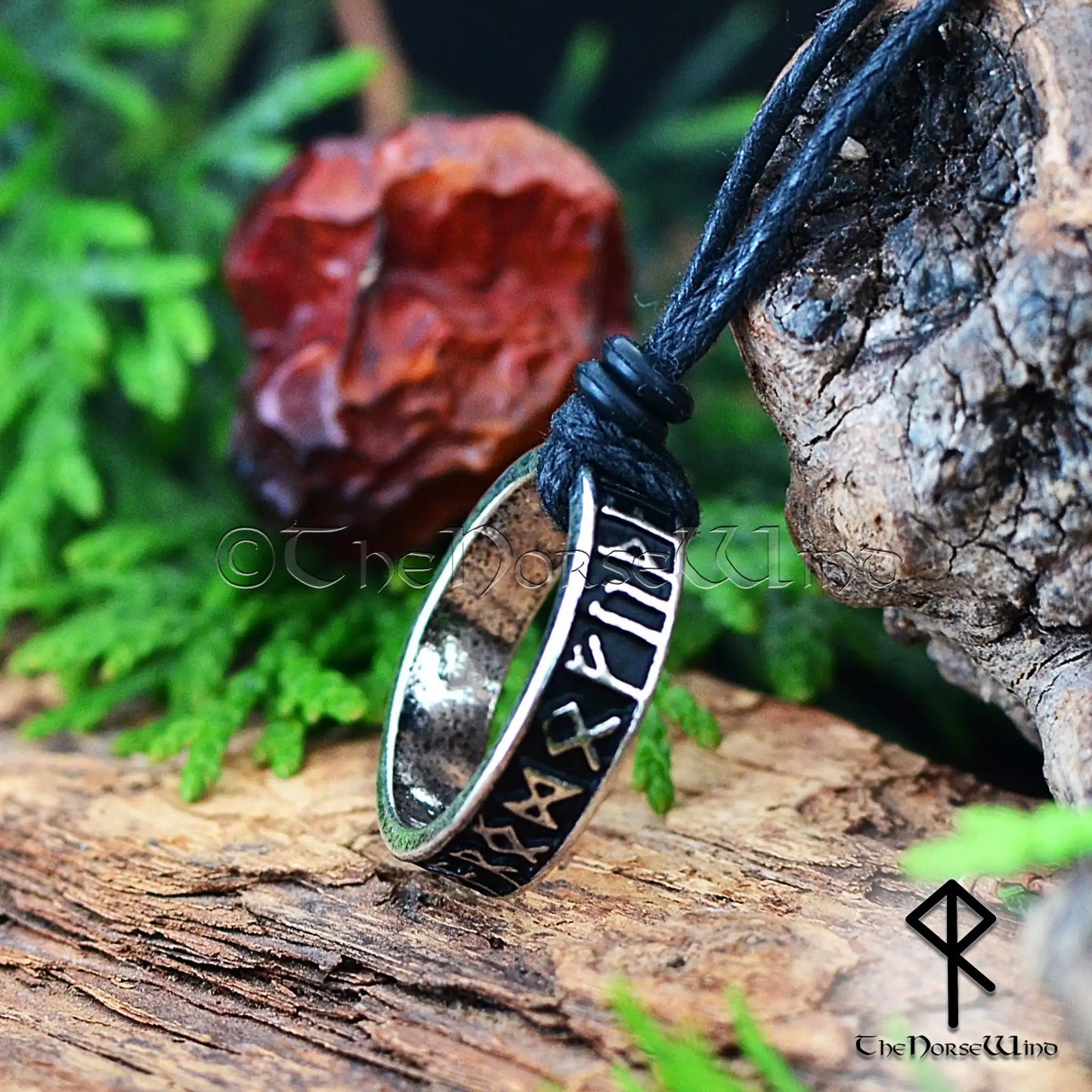 Ancient Viking Runes Ring Necklace