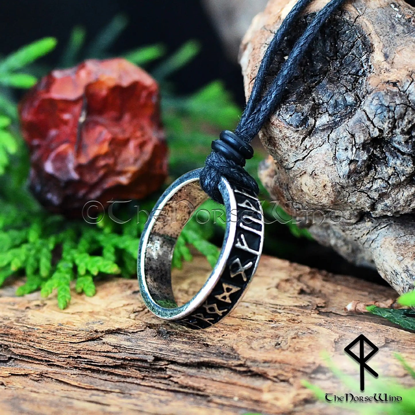 Ancient Viking Runes Ring Necklace