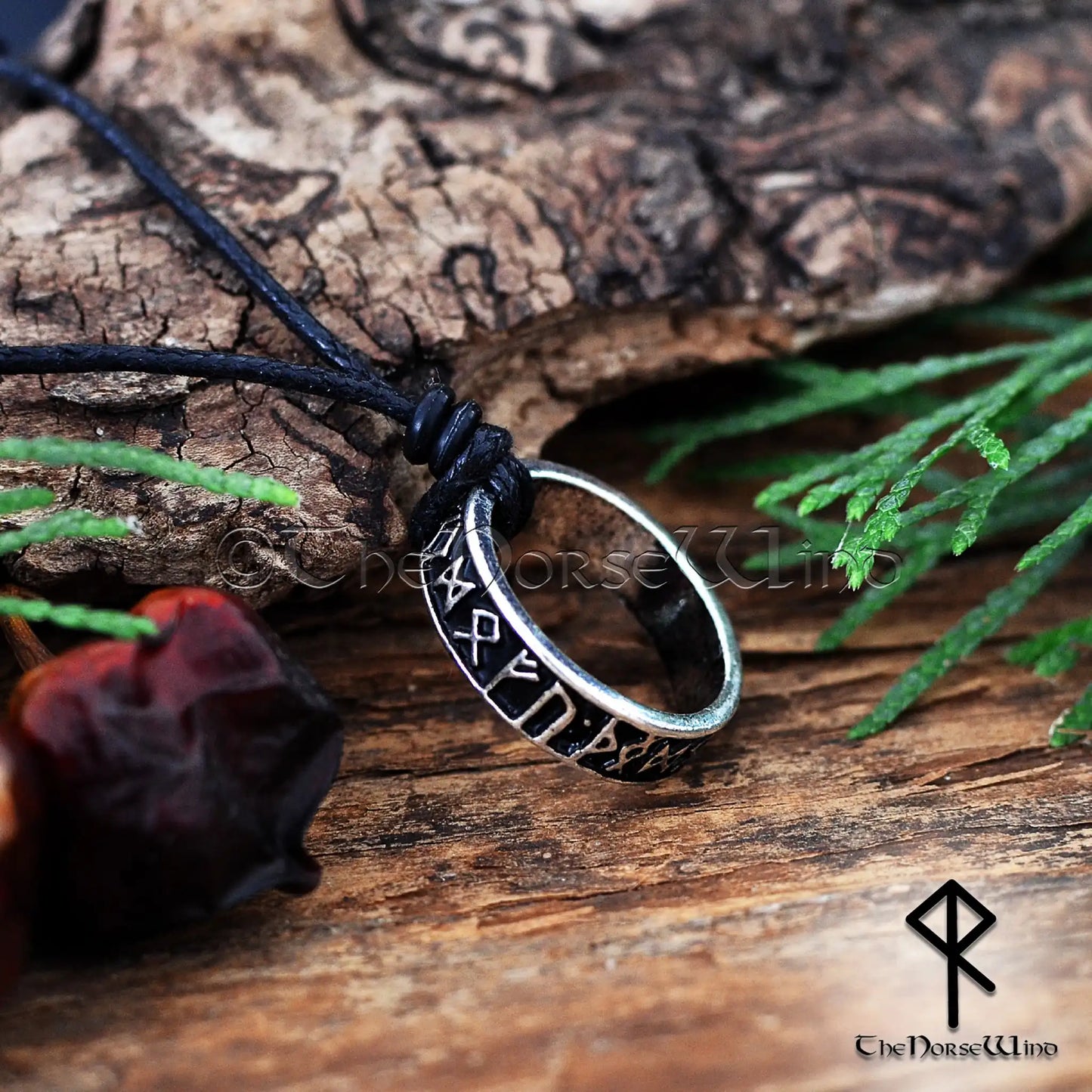 Ancient Viking Runes Ring Necklace