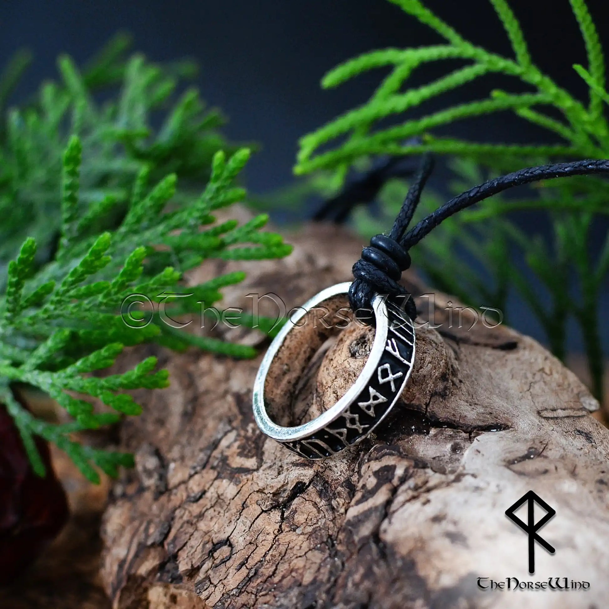 Ancient Viking Runes Ring Necklace