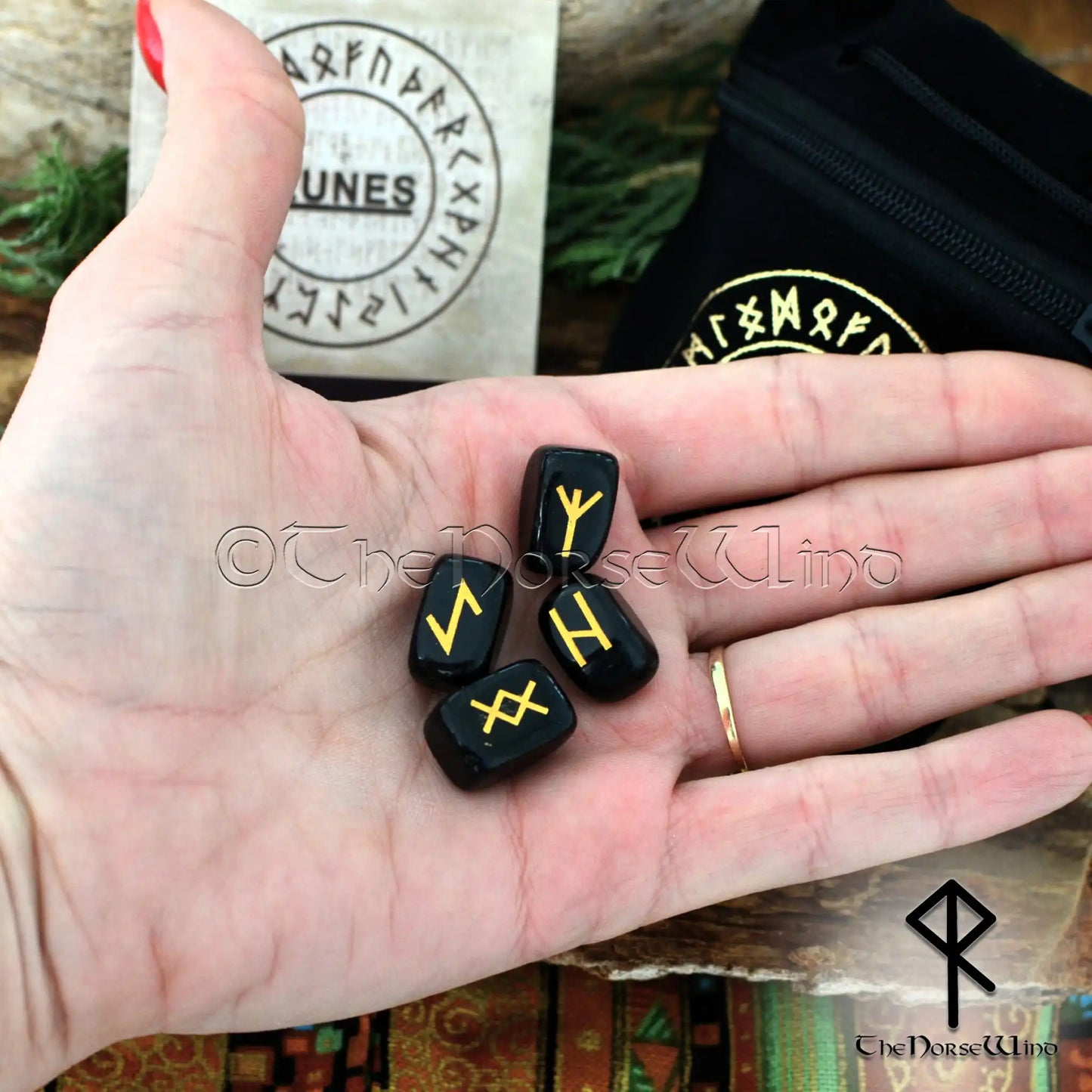 Elder Futhark Rune Stones Set – Viking Runes in Rose Quartz or Obsidian