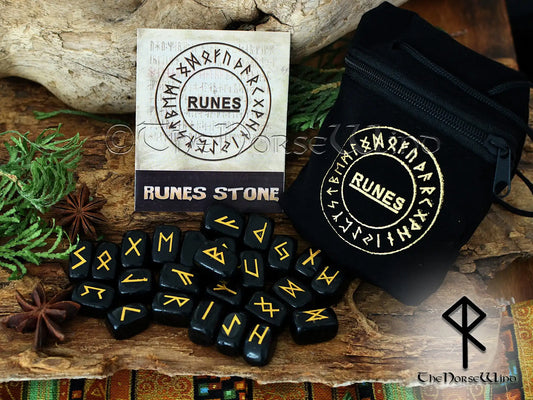 Elder Futhark Rune Stones Set – Viking Runes in Rose Quartz or Obsidian
