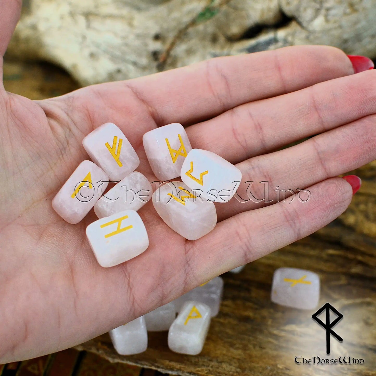 Elder Futhark Rune Stones Set – Viking Runes in Rose Quartz or Obsidian