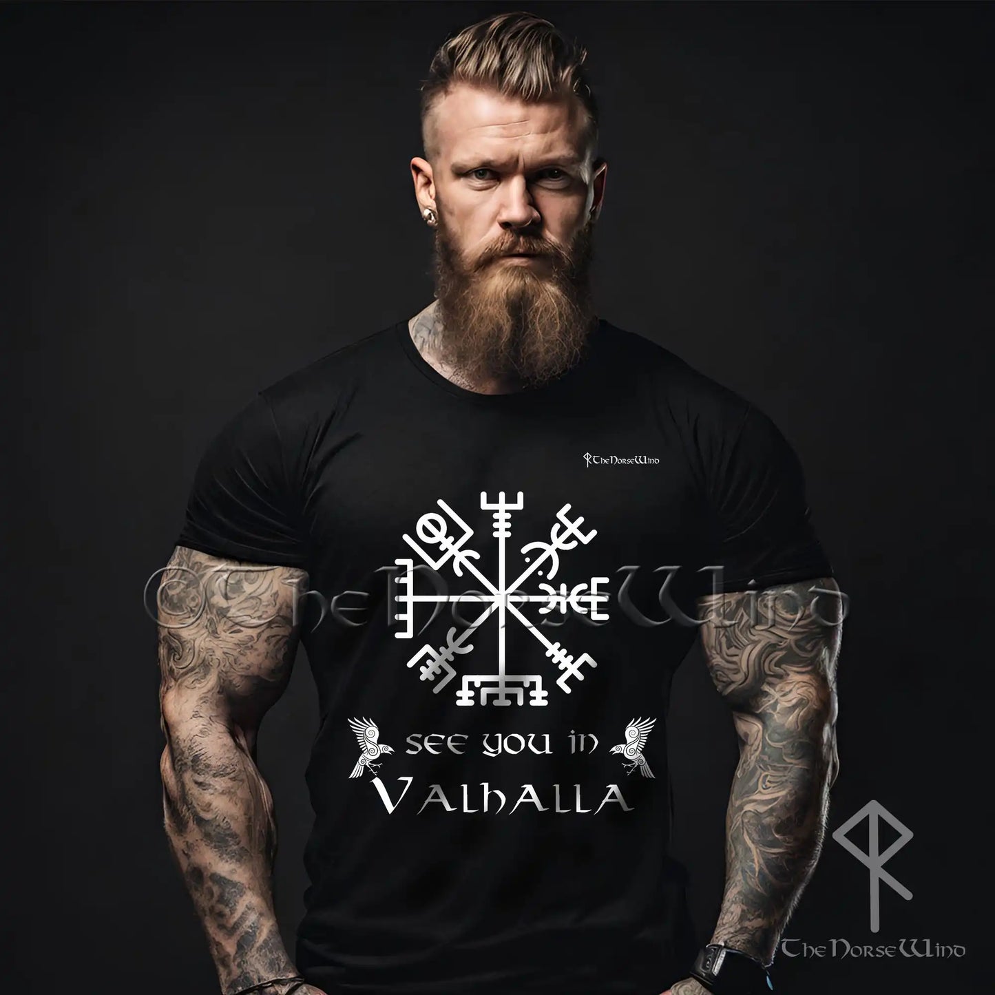 Vegvisir Viking T-Shirt, Norse Runes Valhalla Tee / Unisex S-5XL