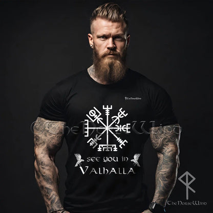 Vegvisir Viking T-Shirt, Norse Runes Valhalla Tee / Unisex S-5XL