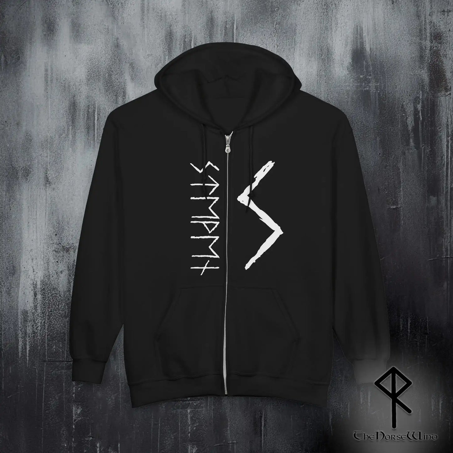 Custom Viking Rune Zip-Up Hoodie – Personalized Name in Elder Futhark Runes