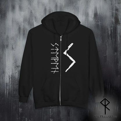 Custom Viking Rune Zip-Up Hoodie – Personalized Name in Elder Futhark Runes
