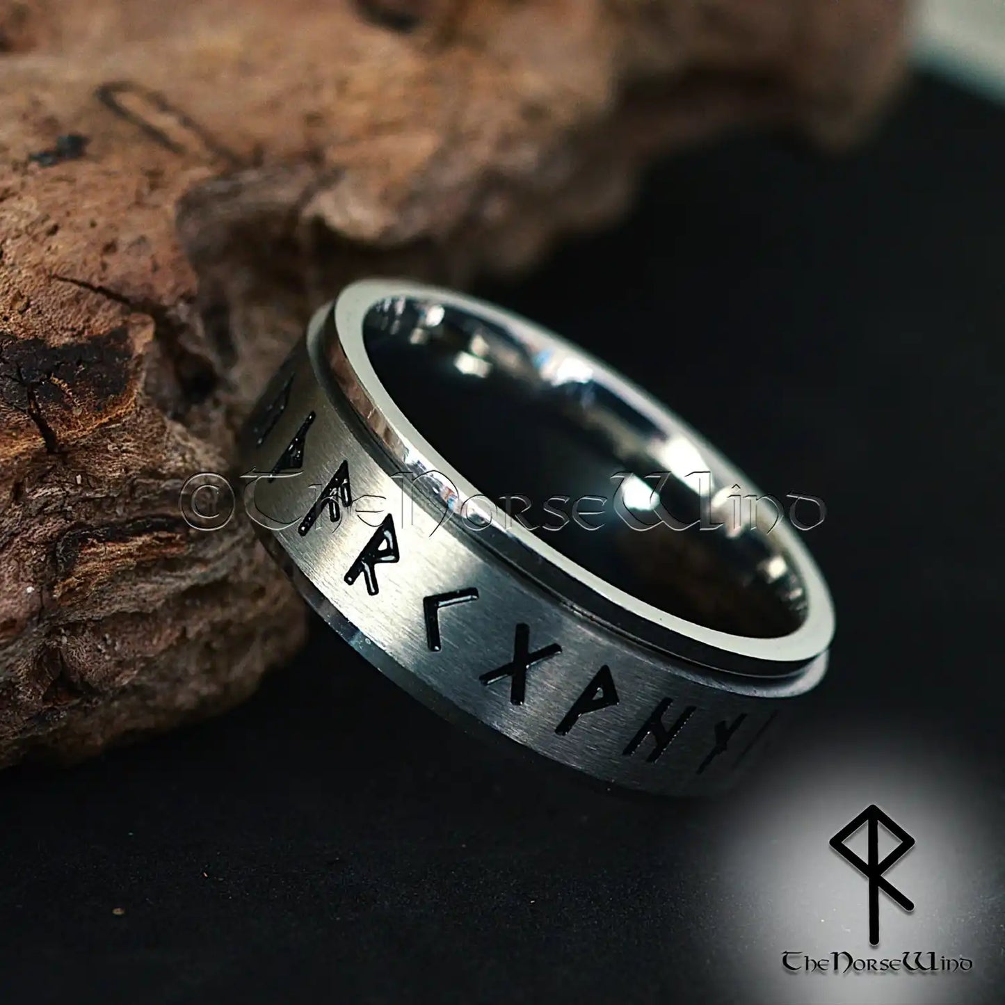 Viking Runic Ring Elder Futhark Wedding Band