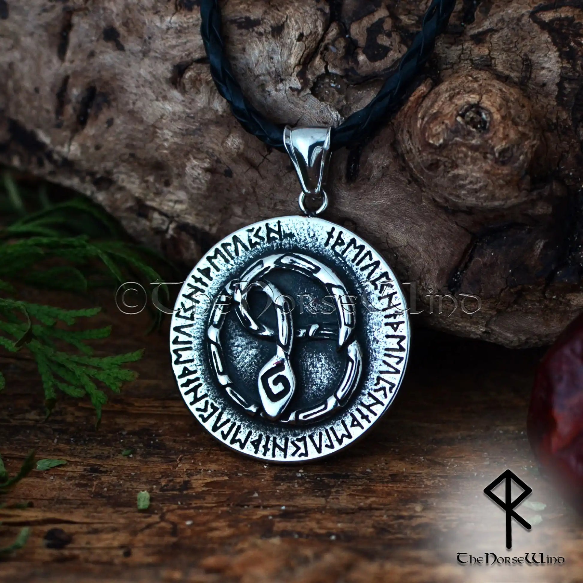 Jörmungandr Serpent Necklace, Stainless Steel Viking Rune Amulet – The ...
