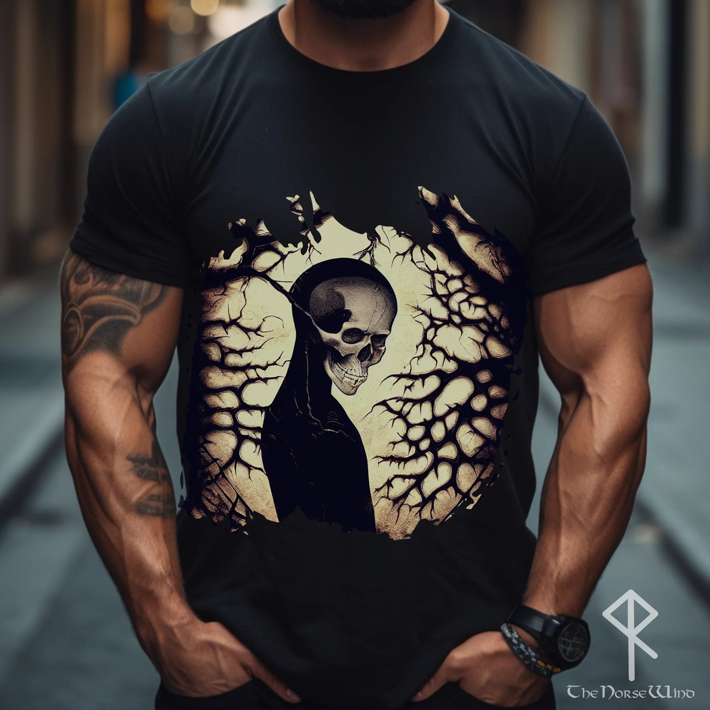 Skull in the Woods T-Shirt, Goth Skeleton Tee, S - 5XL