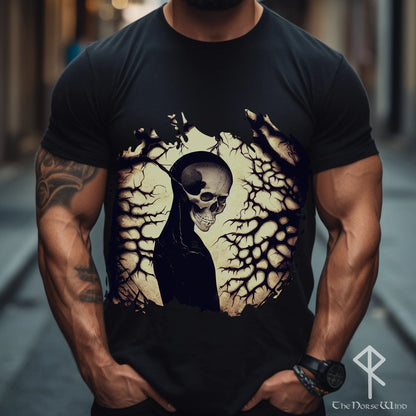 Skull in the Woods T-Shirt, Goth Skeleton Tee, S - 5XL