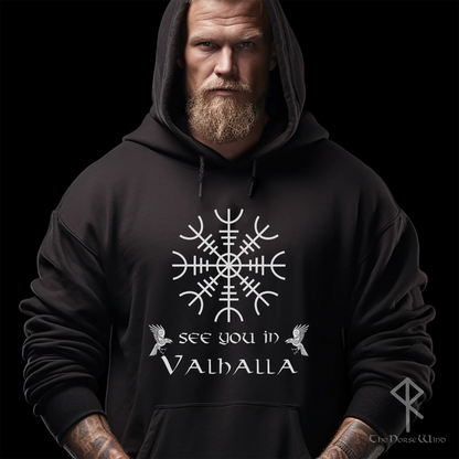 Viking Hoodie Helm of Awe - Aegishjalmur Runes Sweatshirt