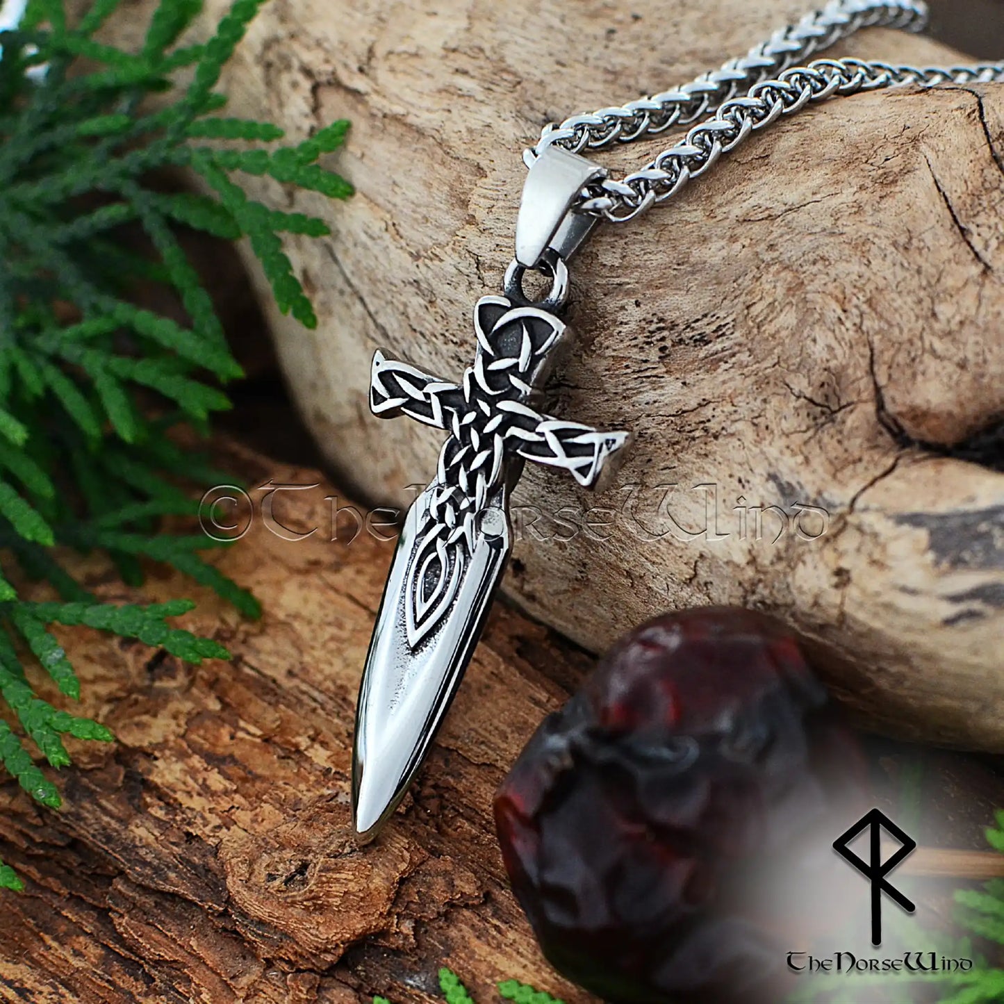 Viking Sword Necklace – Celtic Knot Dagger Pendant