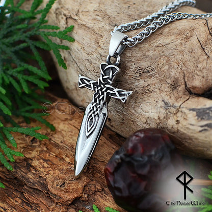 Viking Sword Necklace – Celtic Knot Dagger Pendant