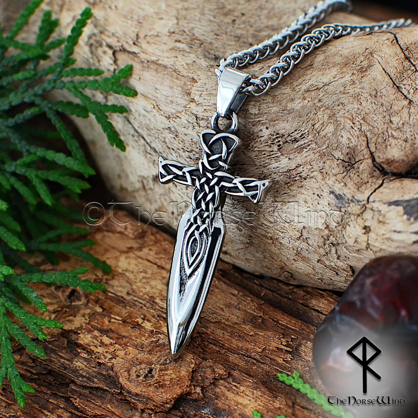Viking Sword Necklace – Celtic Knot Dagger Pendant