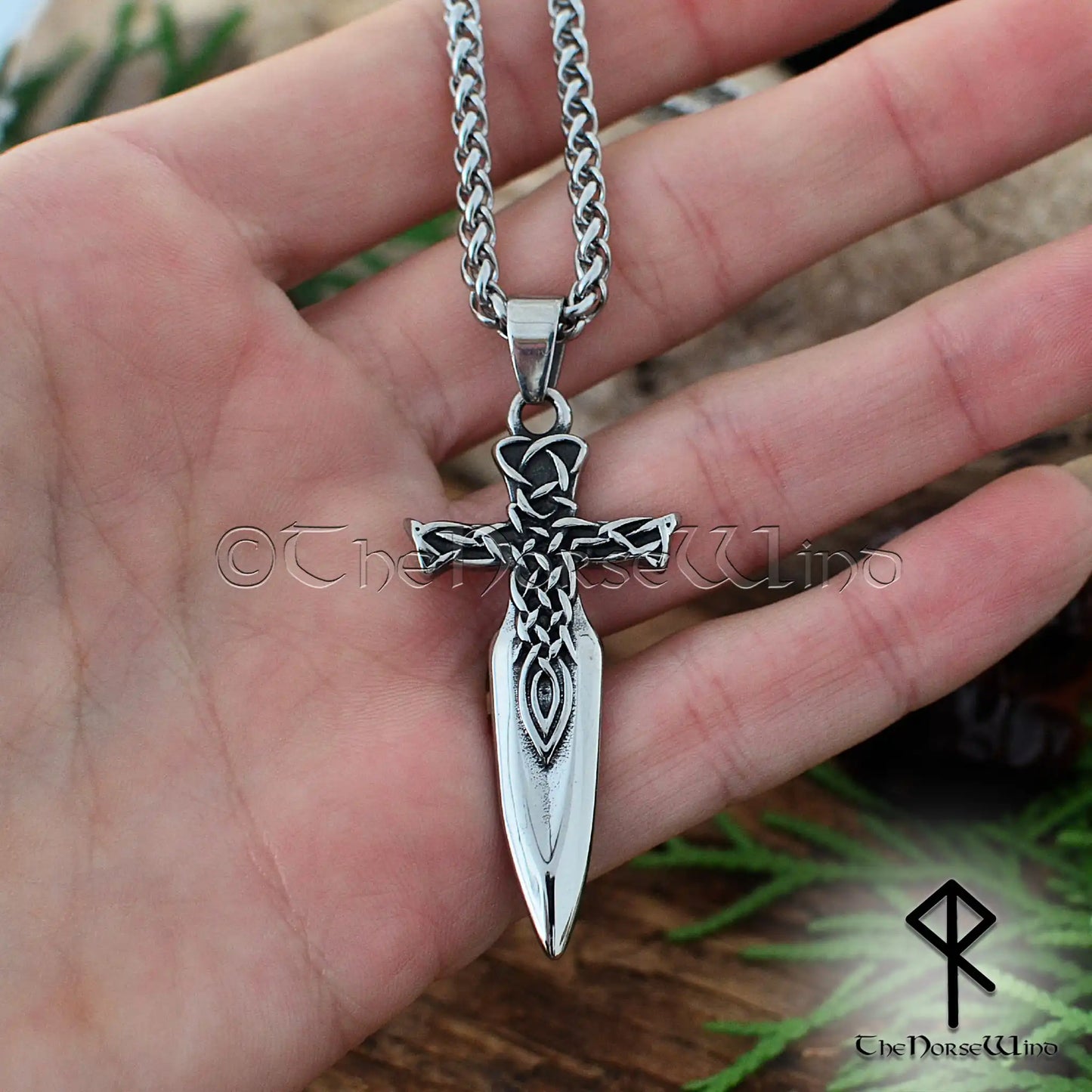 Viking Sword Necklace – Celtic Knot Dagger Pendant