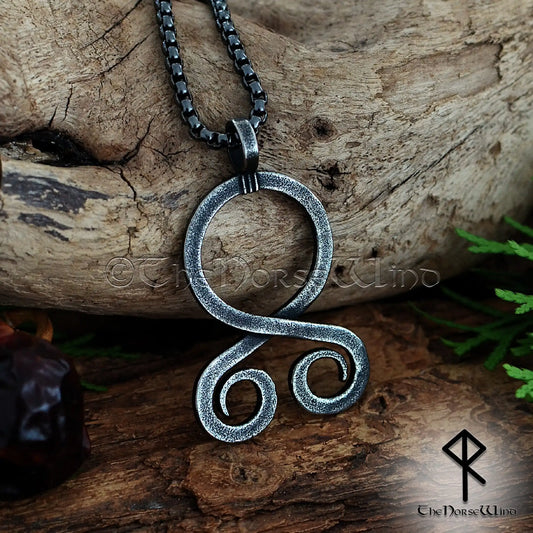 Gunmetal stainless steel Troll Cross Viking pendant necklace on box chain