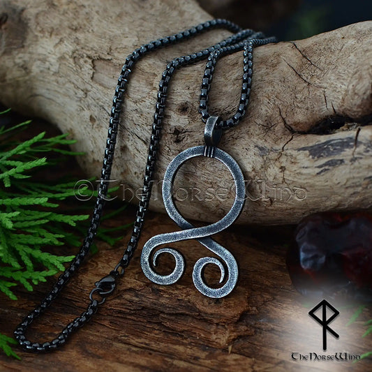 Troll Cross Viking Necklace in Gunmetal Stainless Steel with gunmetal box chain