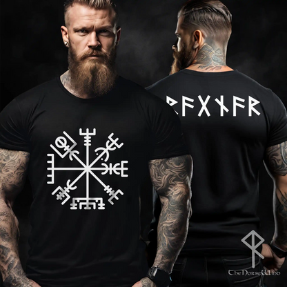 Personalized Vegvisir T-Shirt – Your Name in Viking Runes