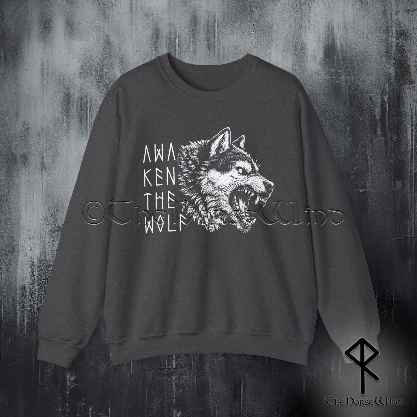 Fenrir Wolf Viking Sweatshirt – Awaken the Wolf Norse Crewneck for Modern Warriors