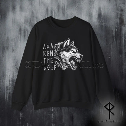 Fenrir Wolf Viking Sweatshirt – Awaken the Wolf Norse Crewneck for Modern Warriors