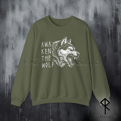 Fenrir Wolf Viking Sweatshirt – Awaken the Wolf Norse Crewneck for Modern Warriors
