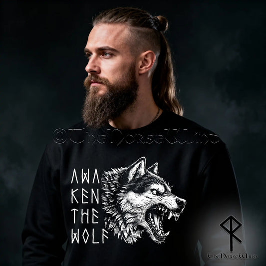 Fenrir Wolf Viking Sweatshirt – Awaken the Wolf Norse Crewneck for Modern Warriors