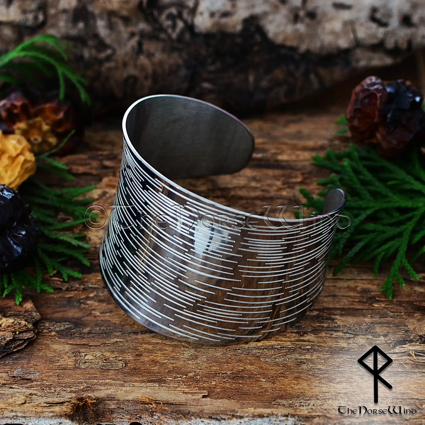 Wide Viking Cuff Bracelet for Women – Adjustable Stainless Steel Celtic Bangle