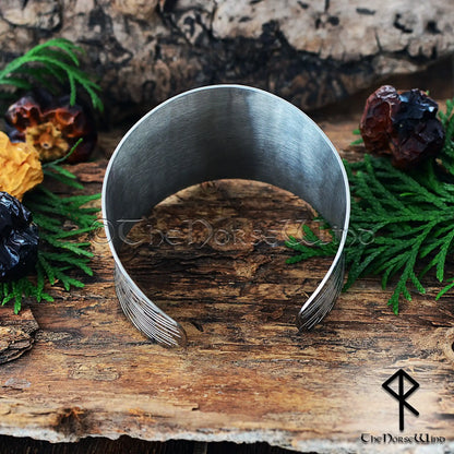 Wide Viking Cuff Bracelet for Women – Adjustable Stainless Steel Celtic Bangle