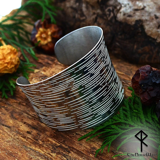 Adjustable wide Celtic cuff, viking women bangle in stainless steel