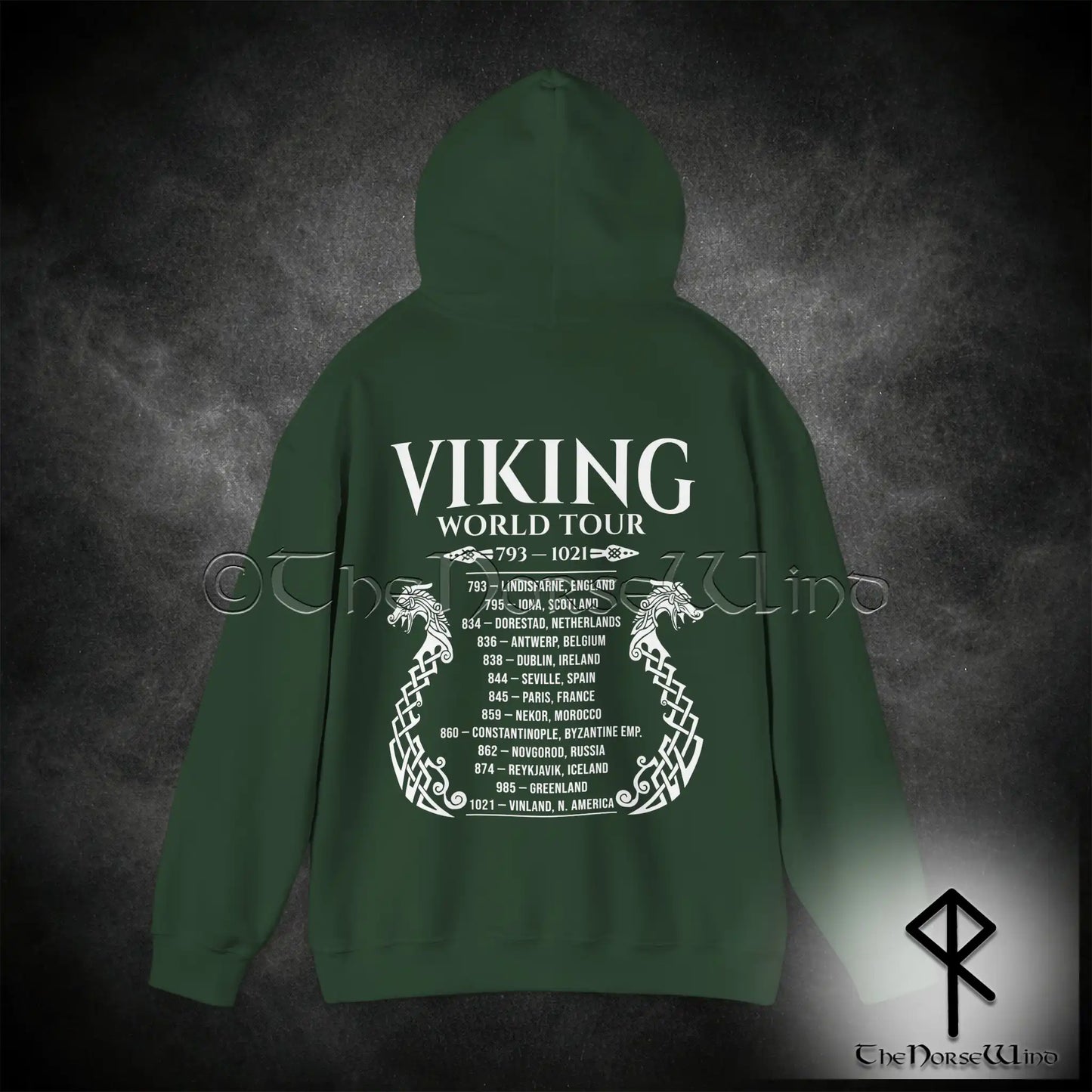 Viking World Tour Hoodie – Double-Sided Norse Longship Tour Dates - The Norse Wind