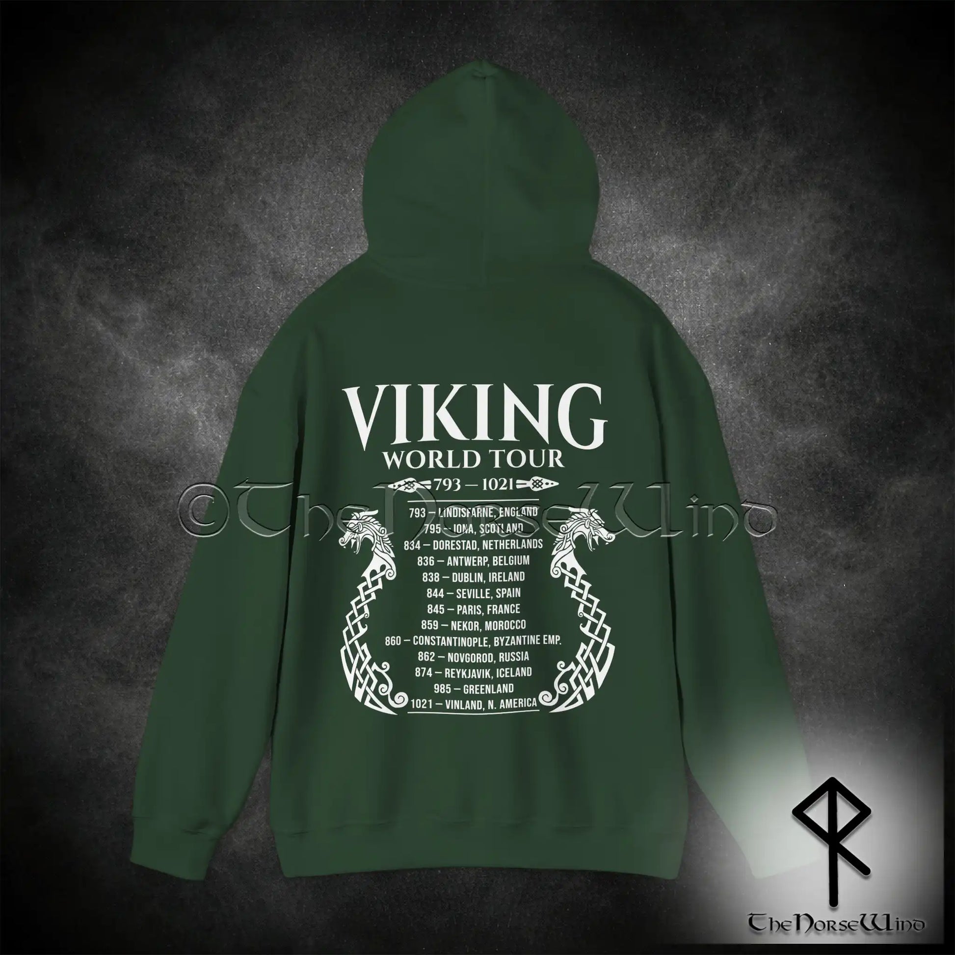 Viking World Tour Hoodie – Double-Sided Norse Longship Tour Dates - The Norse Wind