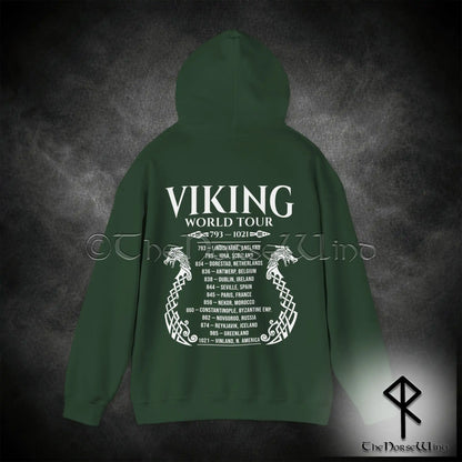 Viking World Tour Hoodie – Double-Sided Norse Longship Tour Dates - The Norse Wind