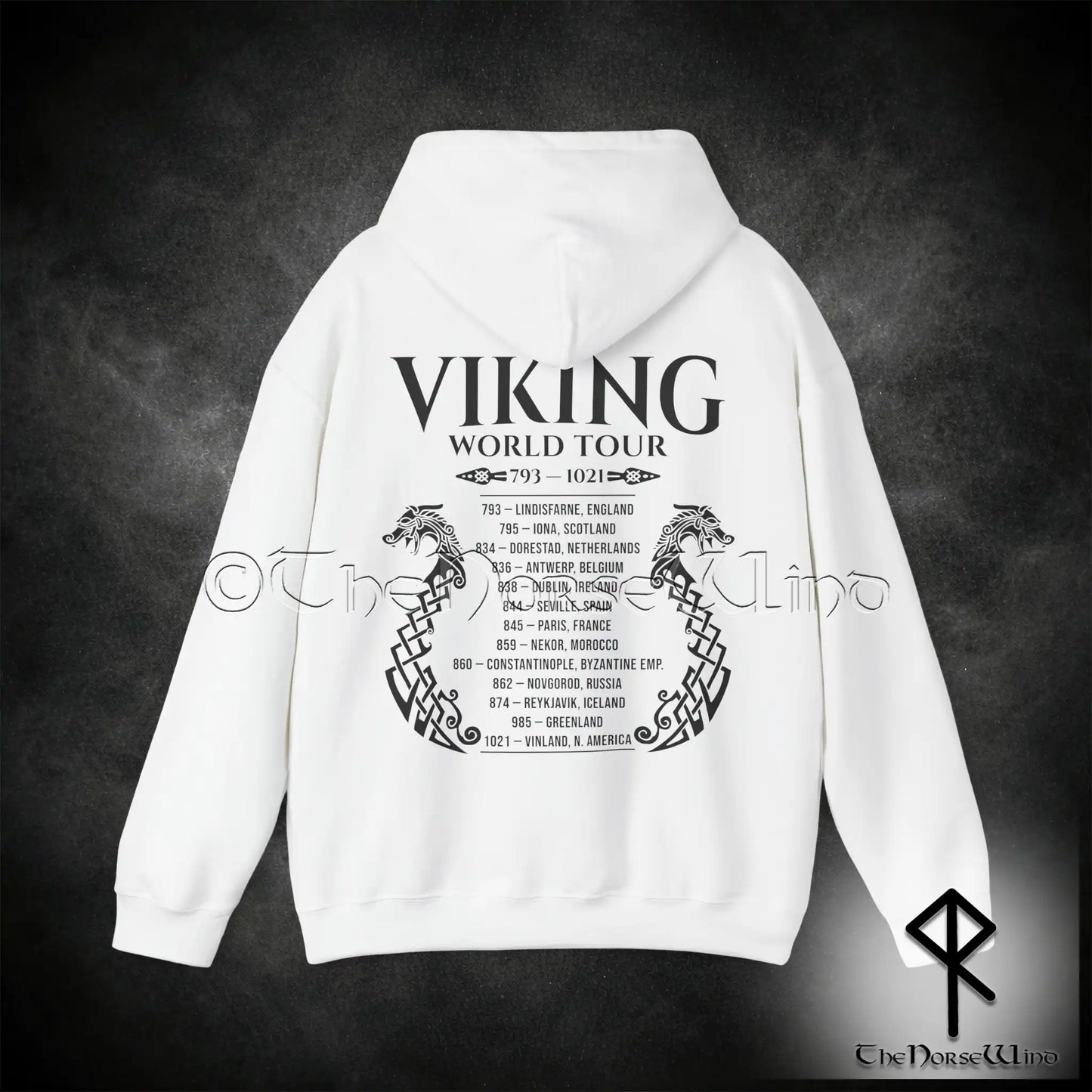 Viking World Tour Hoodie – Double-Sided Norse Longship Tour Dates - The Norse Wind
