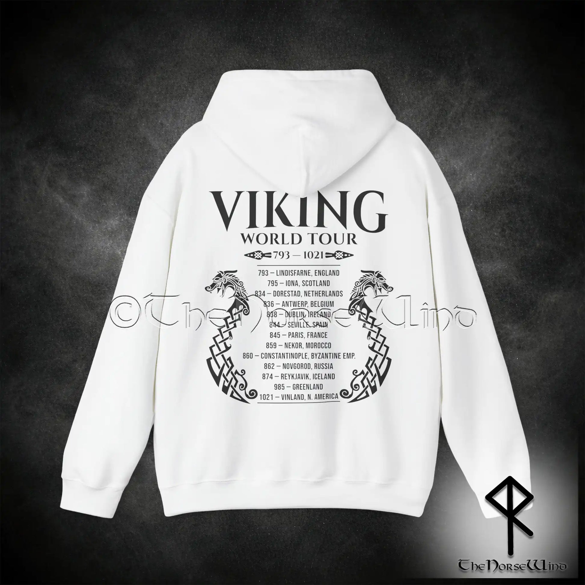 Viking World Tour Hoodie – Double-Sided Norse Longship Tour Dates - The Norse Wind