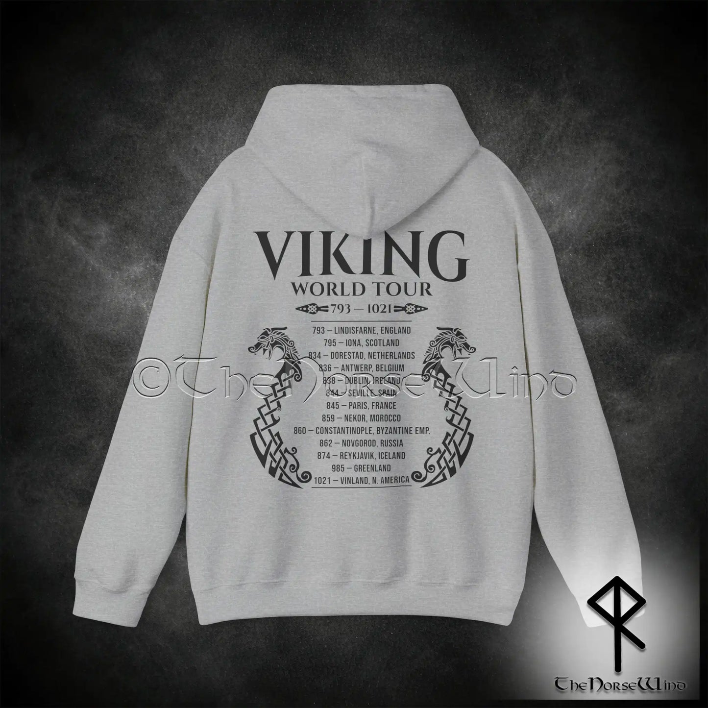 Viking World Tour Hoodie – Double-Sided Norse Longship Tour Dates - The Norse Wind