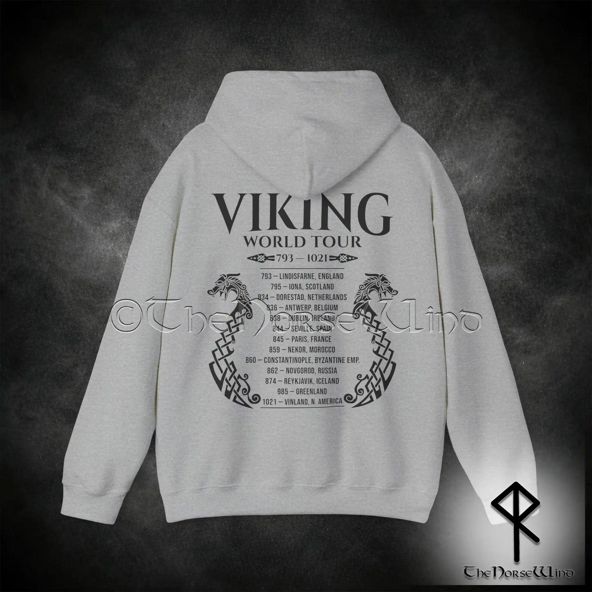 Viking World Tour Hoodie – Double-Sided Norse Longship Tour Dates - The Norse Wind